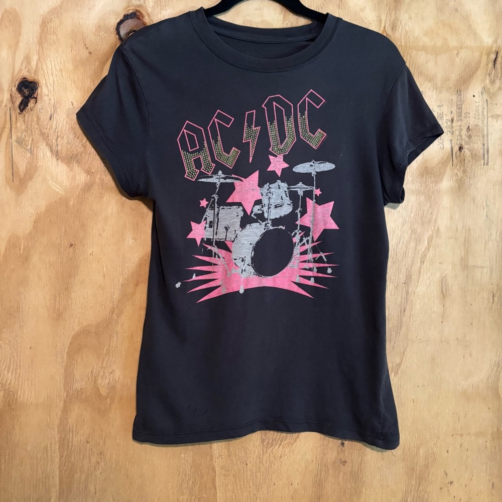 Rockmarc AC/DC Pink Drum Set Bedazzled T-shirt Sz XL